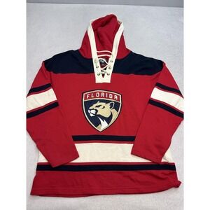 Florida Panthers Hoodie Sweatshirt Mens Medium Red NHL Hockey Lace Up Outerstuff